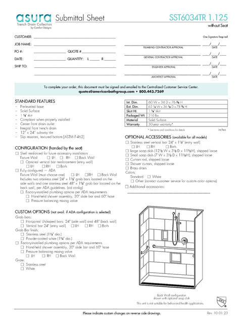 Spec Sheet — Cd Shower Spec Sheet Asura Sst 6034 Tr 1 125 No Seat