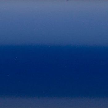 Smooth glossy blue panel centered, showing horizontal gradient bands; reflecting faint scratches and diffuse highlights; fills the frame, suggesting a close-up of painted metal or plastic under soft lighting.