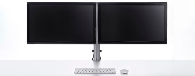 Easily align two monitors for side-by-side viewing to enhance comfort and productivity.
