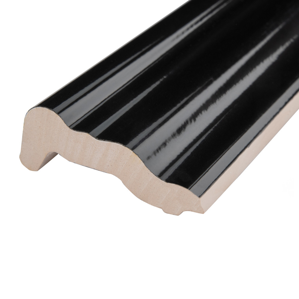 Chester Chair Rail Nero 2 in. x 12 in. Ceramic Wall Trim