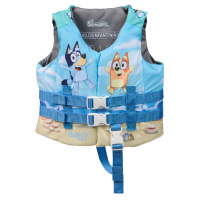 SwimWays Bluey Life Jacket, US Coast Guard Approved Life Vest Kids Swim Vest, Pool Floats & Life Jackets for Kids 33-55 lbs, Bluey