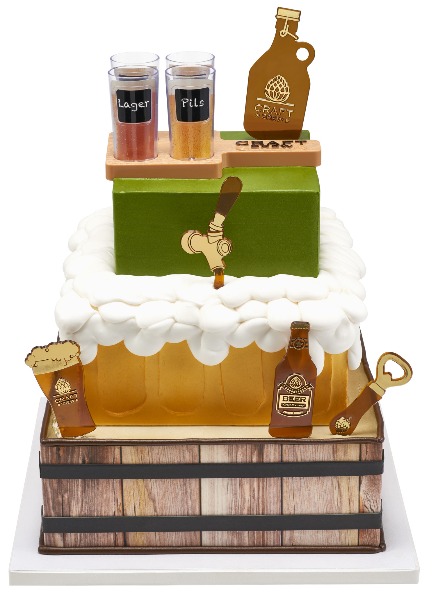 Set Decorazione Per Torte Craft Brew Flight - Pagaia, 4 Bicchierini E Inserti Per Birra