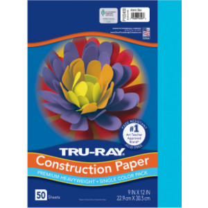 Construction Paper, Heavyweight, Atomic Blue, 9" x 12", 50 Sheets