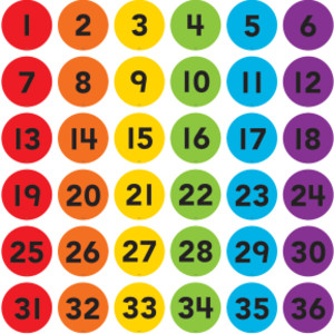 Spot On&reg; Numbers 1-36 Floor Markers, 4"