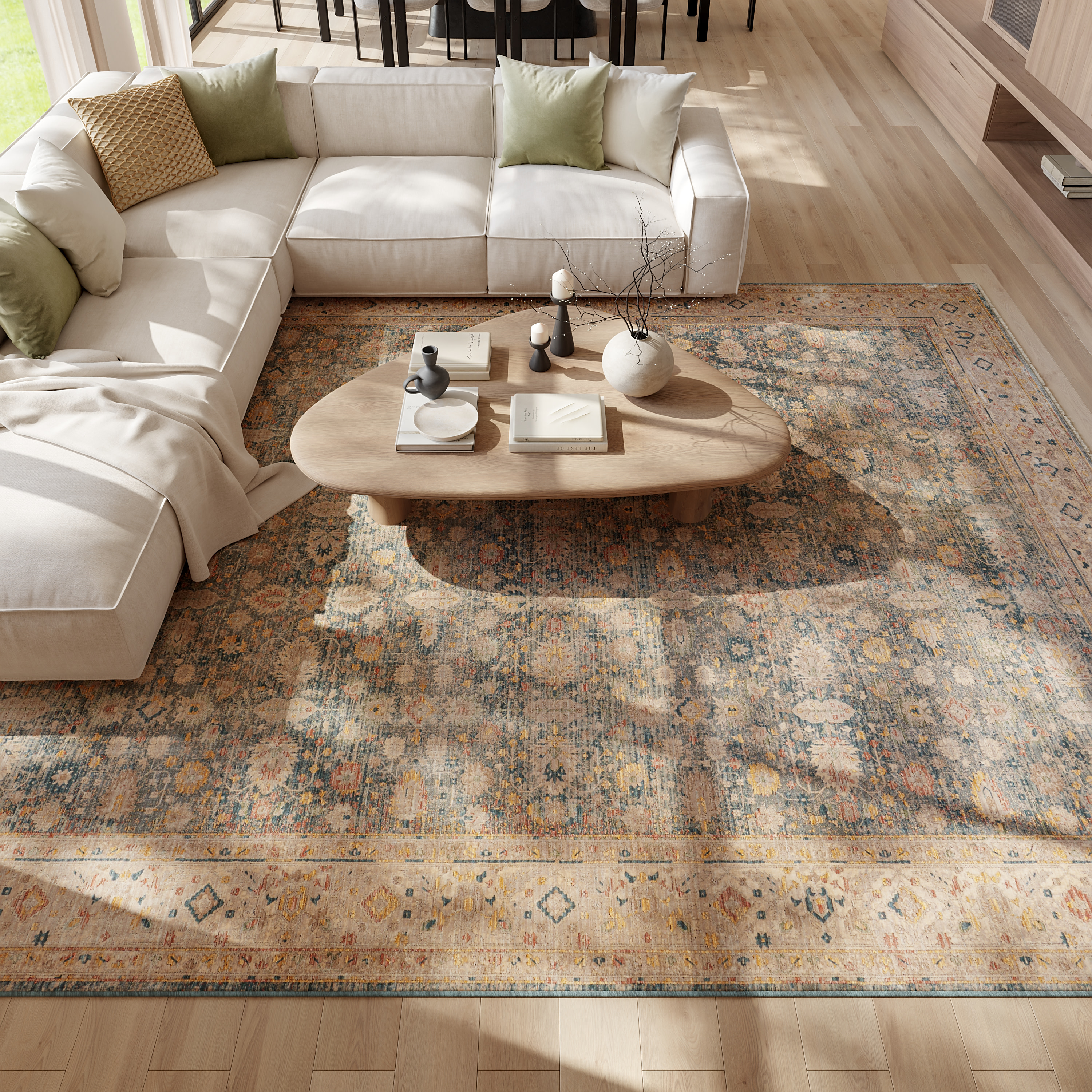 Nourison Luxurious 8'6" x 11'6" Ivory Blue Vintage Indoor Rug