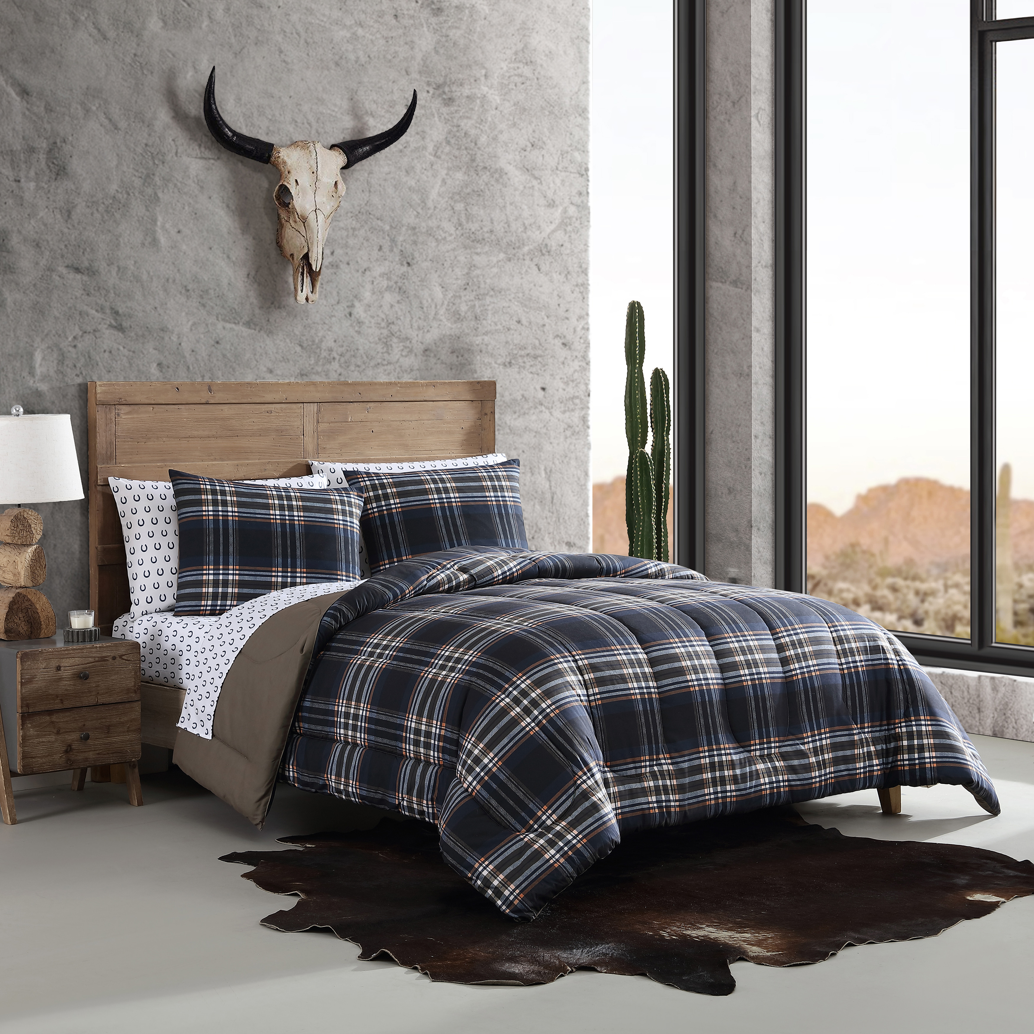 Wrangler Microfiber Comforter & Sham Sets (City Flats Plaid-Navy) - Picture 18 of 36