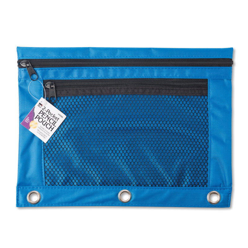 Pencil+Pouch+for+Binder+with+2+Pockets%2C+Front+Mesh+Pocket%2C+Assorted+Colors