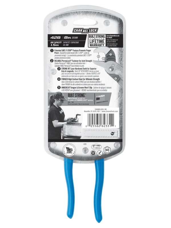428 8-inch Straight Jaw Tongue & Groove Pliers