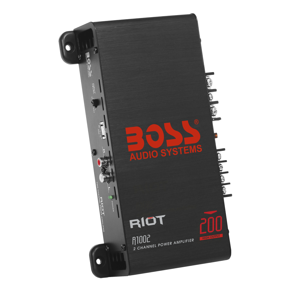 BOSS Audio Systems R1002 Riot Series Car Audio Stereo Amplifier - 200 High Output, 2 Channel, Class A/B, 2/4 Ohm Stable, Low/High Level Inputs, Full Range, Subwoofer - image 2 of 20