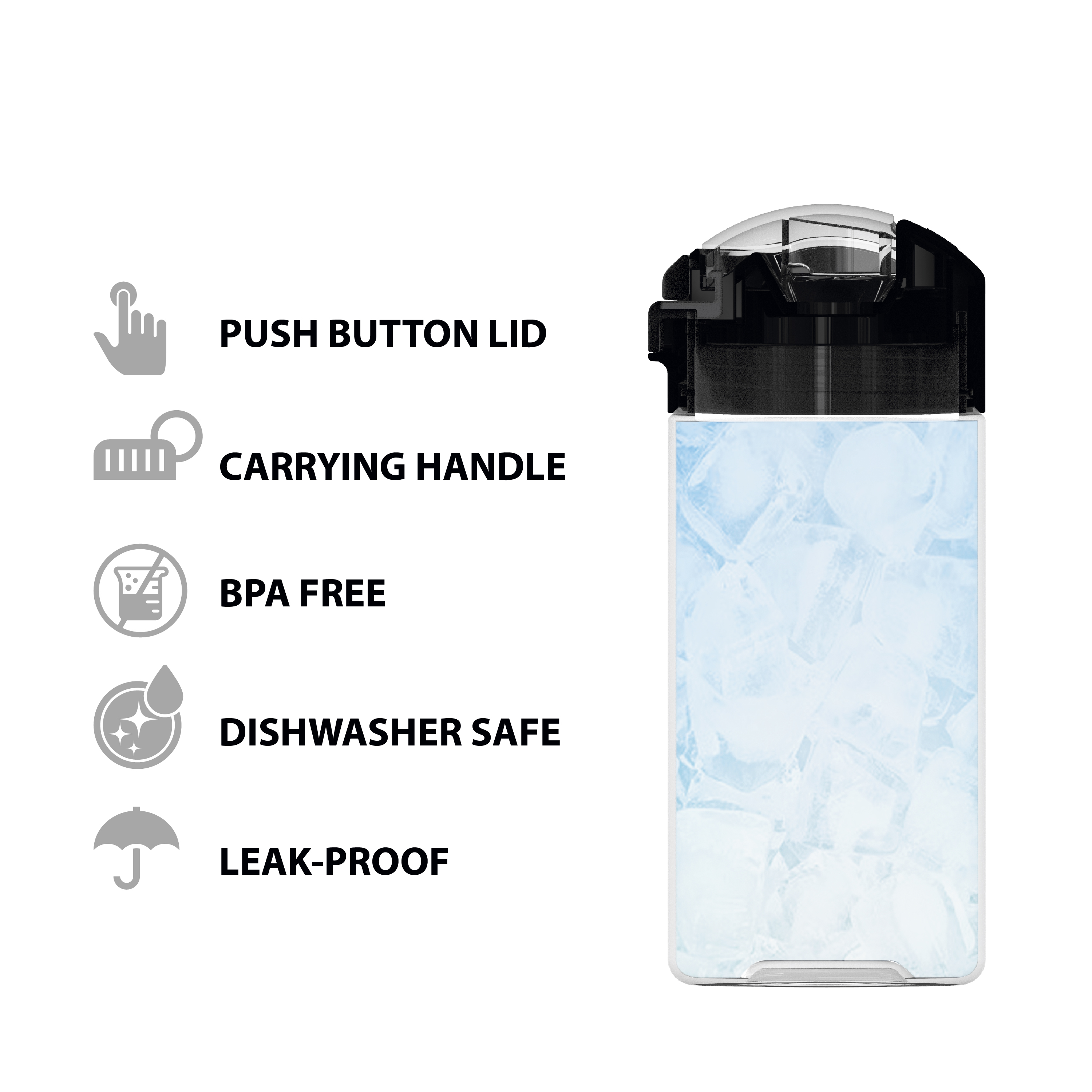 Genesis 18 ounce Reusable Plastic Water Bottle with Push-button lid, Space, 2-piece set slideshow image 8