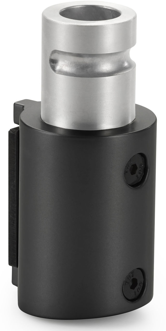 The column adapter for a black Novus CLU Plus monitor arm.