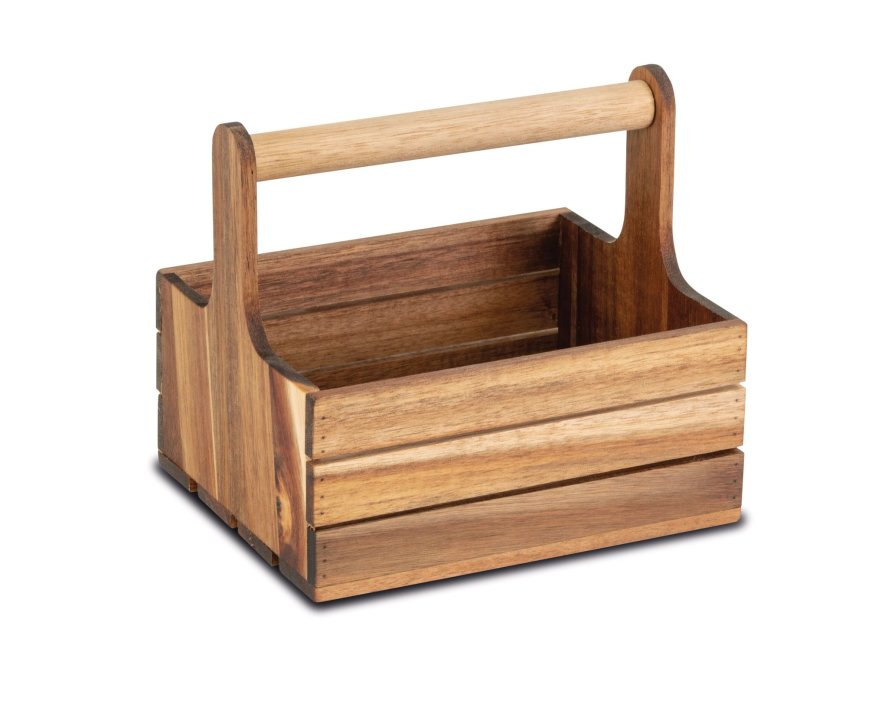 Caddy de mesa de madera con mango