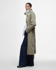 Garbo Showerproof Trench Coat Dusky Green/Rosemary Tartan