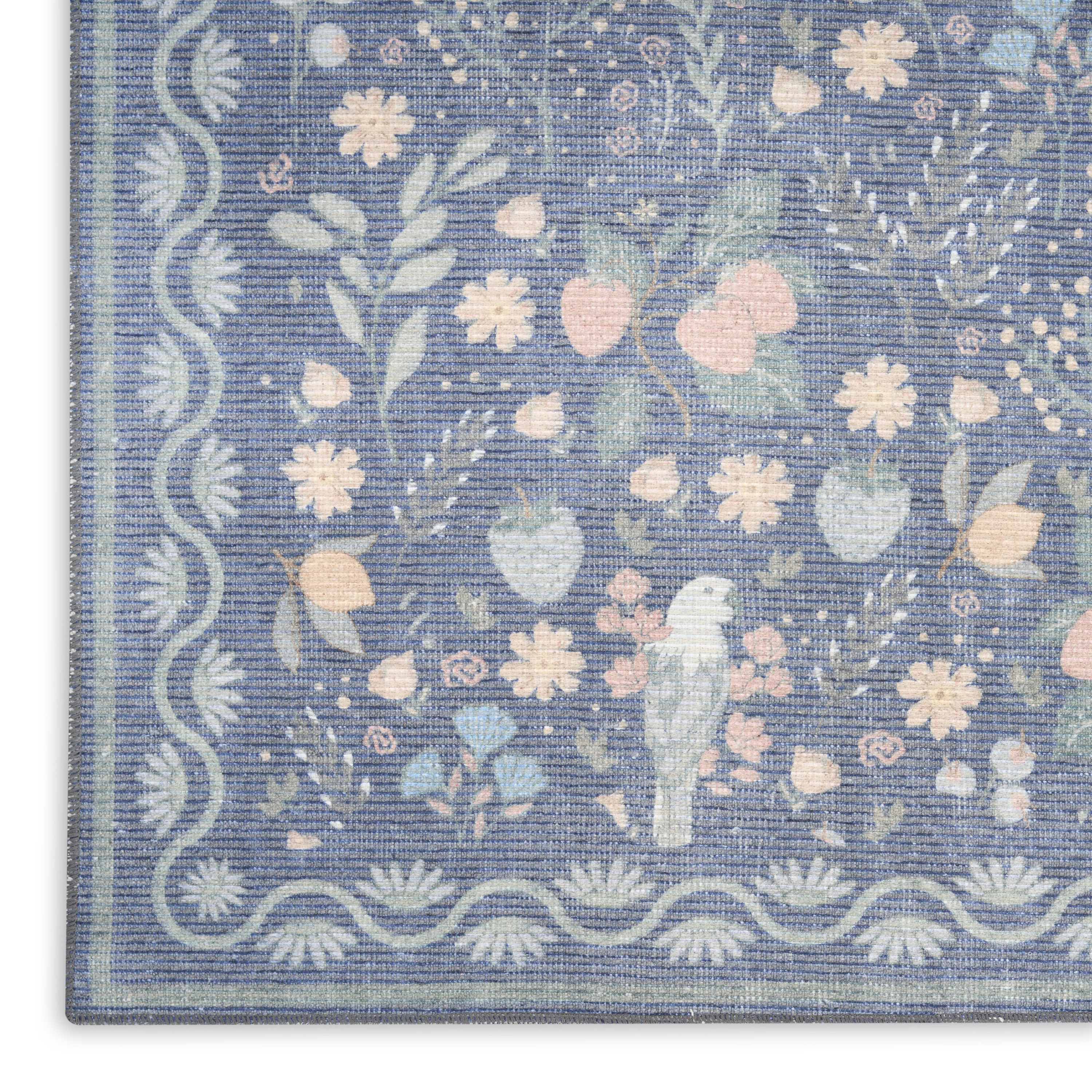 Nourison Botanical Washables 4' x 6' Blue Multicolor Modern Indoor Rug