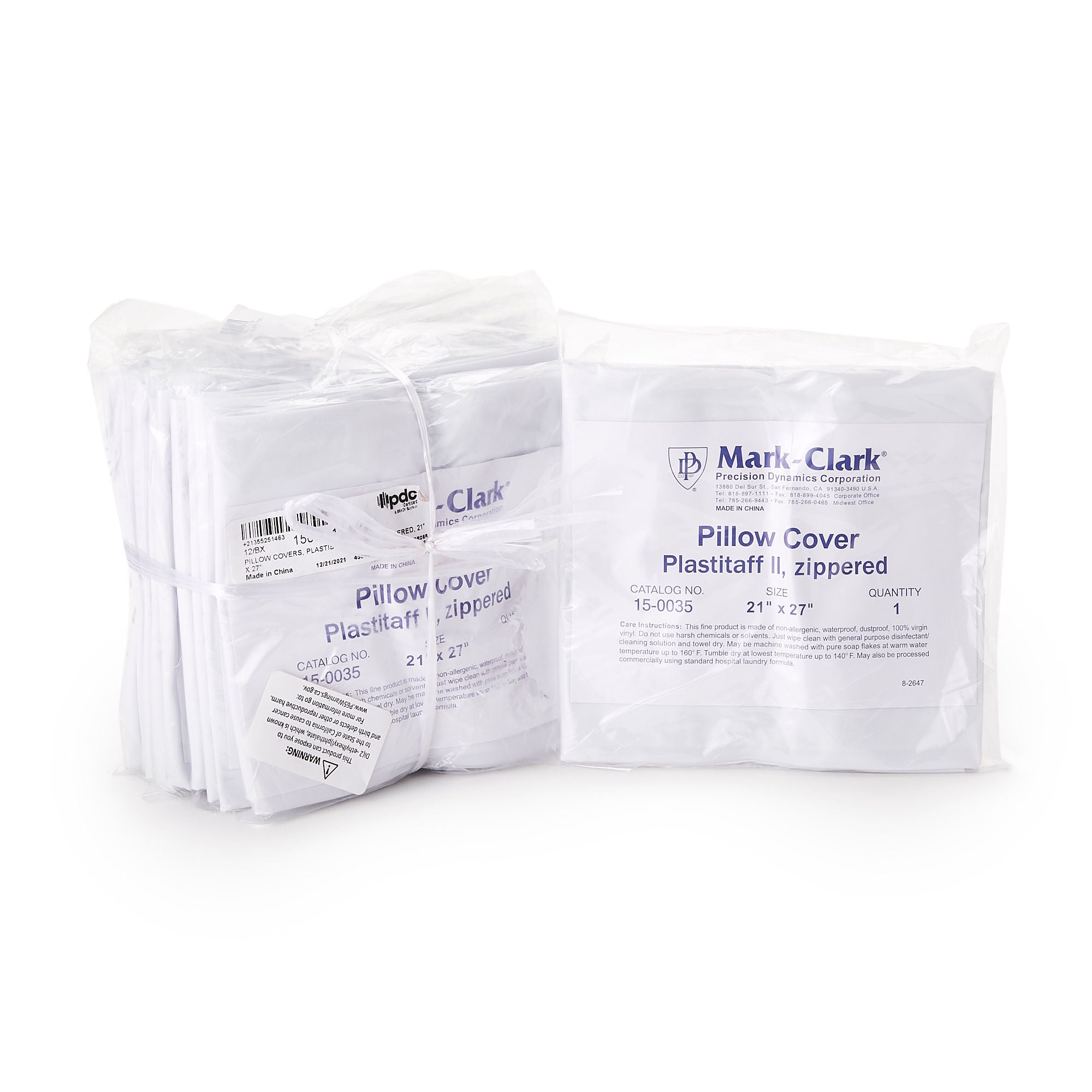 Mark-Clark® White 4 mil Plastistaff Pillow Cover With Zip, 21 x 27 Inch