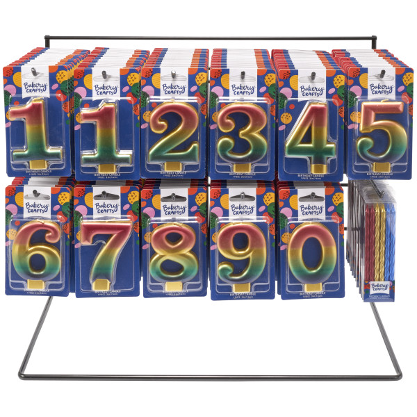 Metallic Numeral Assortment Candle Assortment (Rack Not Included)