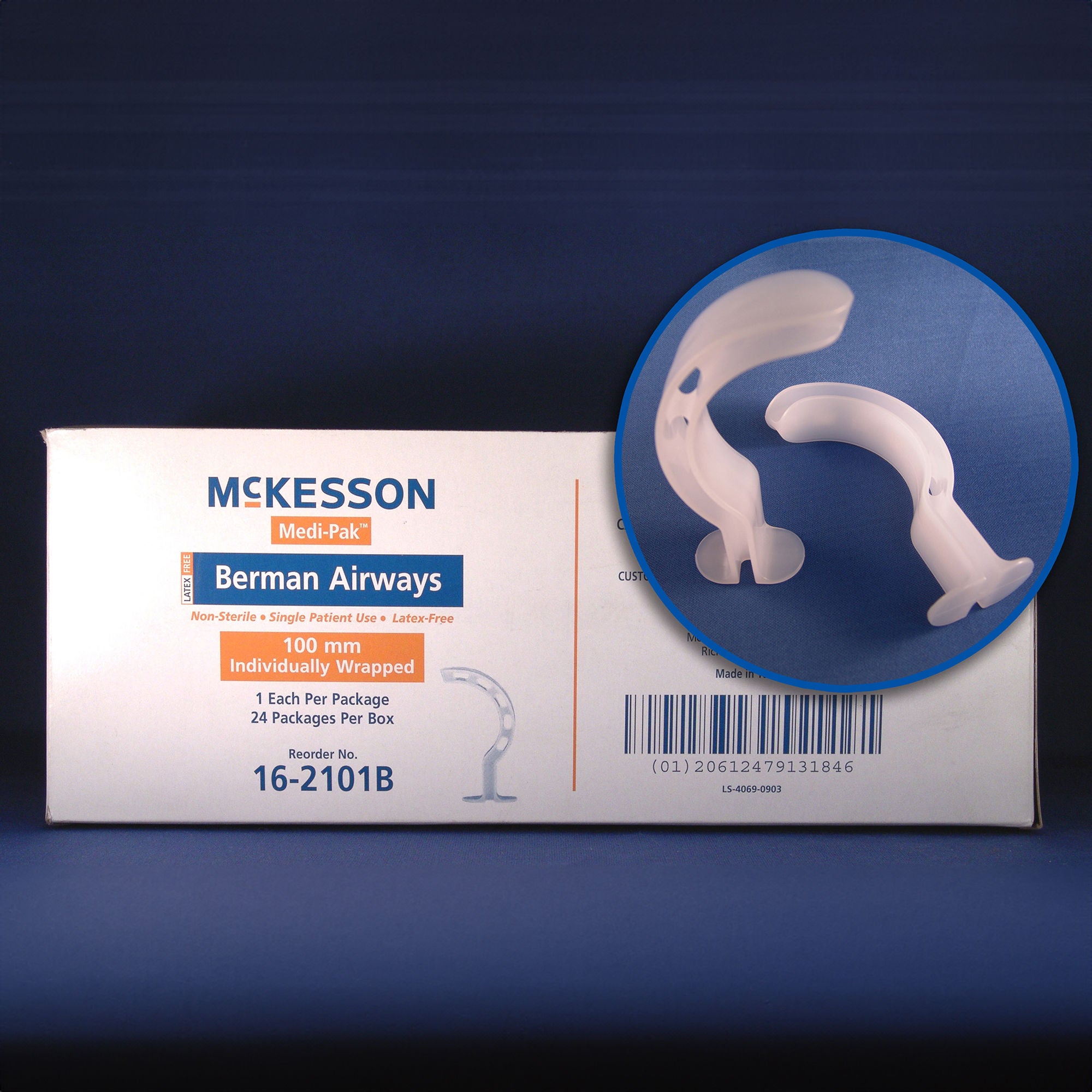 McKesson Berman Oropharyngeal Airway, Size 7, 70 mm Length, ISO 7