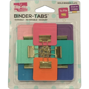 Binder Tabs, Assorted Gold Plated, Pack of 8
