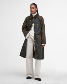 Evette Waxed Car Coat Fern/Beech/Ancient Tartan