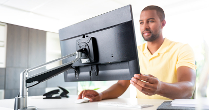 Find your perfect view effortlessly with flexible joints and gas spring support.