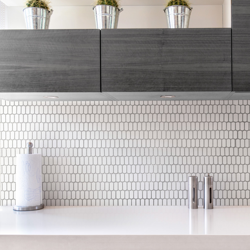 Hudson Capsule Matte White 12-1/4 in. x 13-1/8 in. Porcelain Mosaic Tile