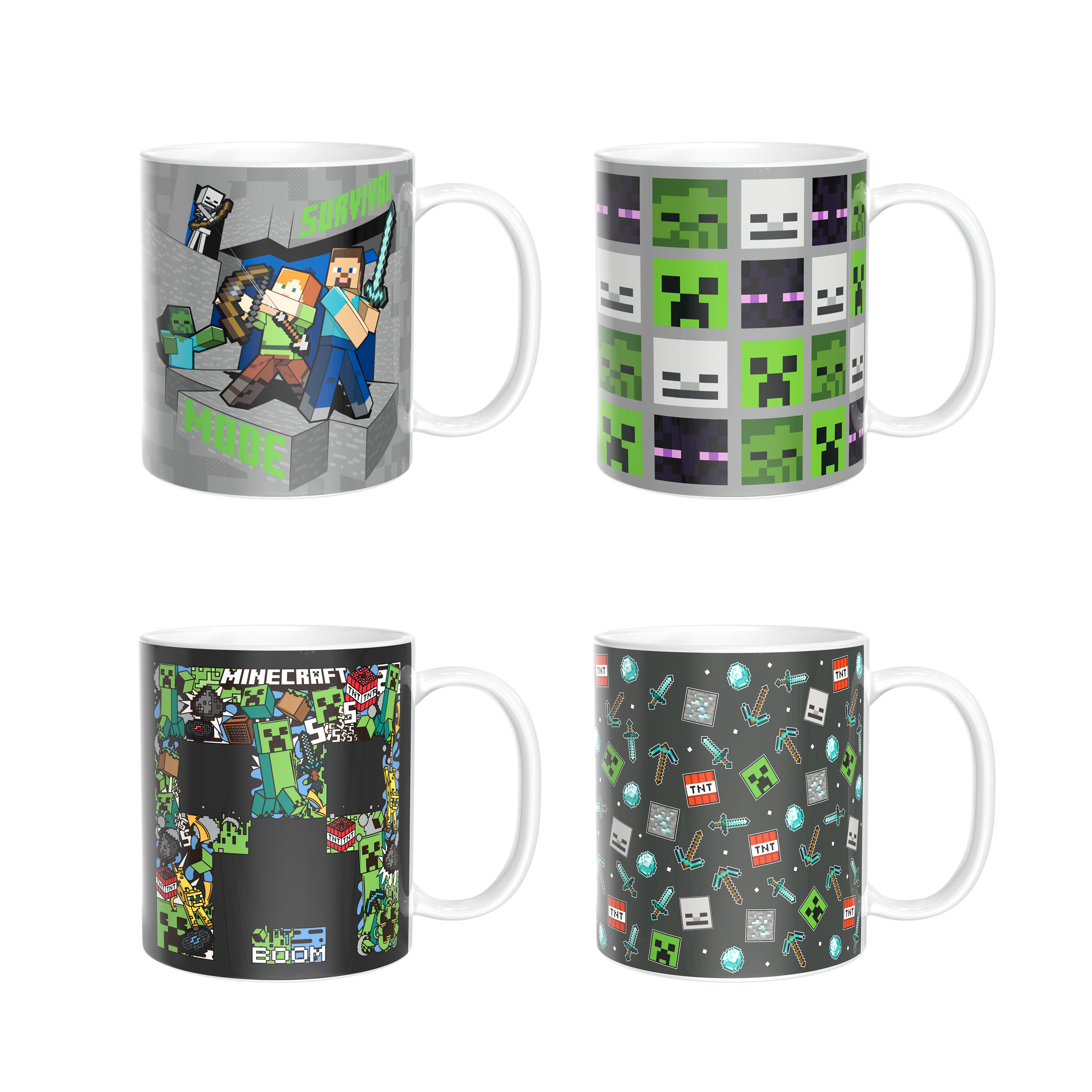 Minecraft Coffee Mug, Assorted Characters, 4-piece set slideshow image 1