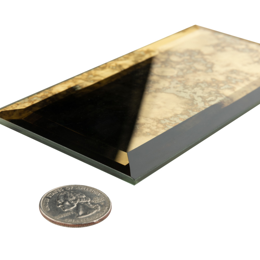 Lustre Beveled Antique Gold 3 in. x 6 in. Glass Wall Tile