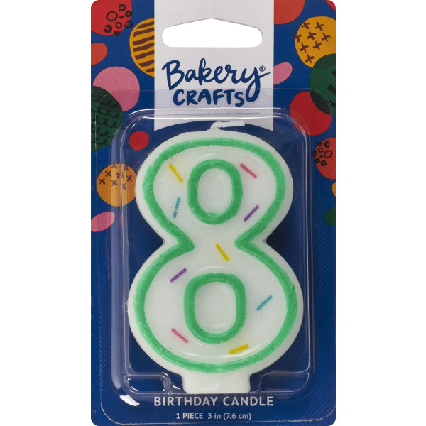 8 Green Sprinkle Numeral Candles