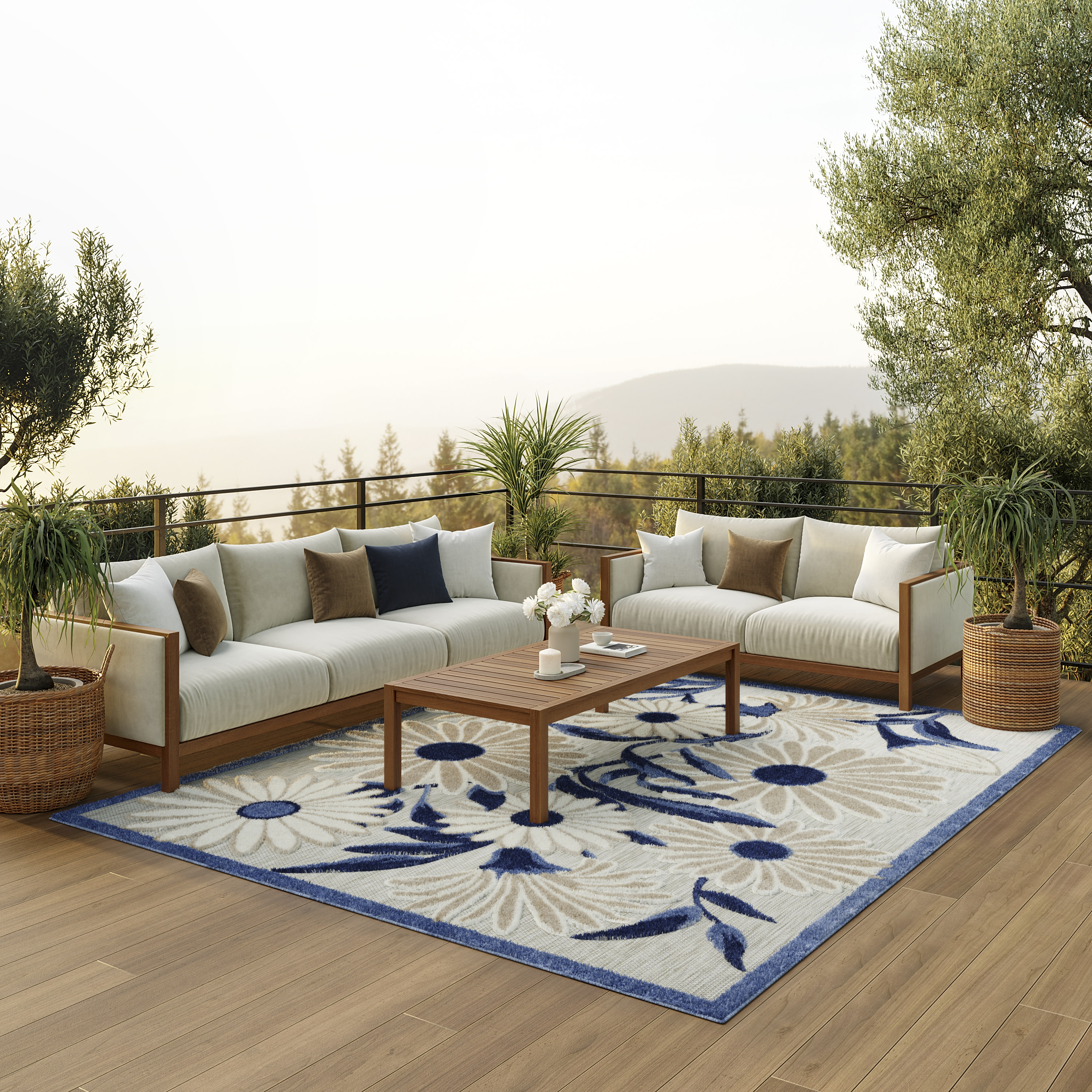 Nourison Aloha 6' x 9' Blue Grey Contemporary Rug