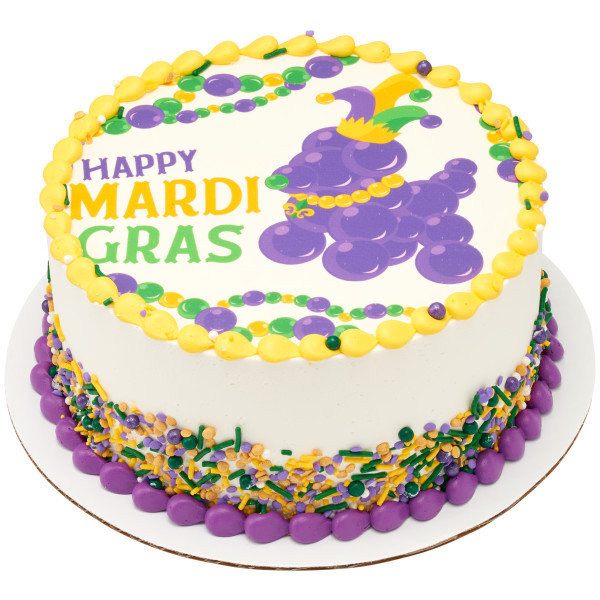 Mardi Gras Bead Dog PhotoCake® Edible Image®