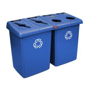 Rubbermaid Commercial, Glutton®, Four-Stream, 92gal, Resin, Blue, Square, Receptacle