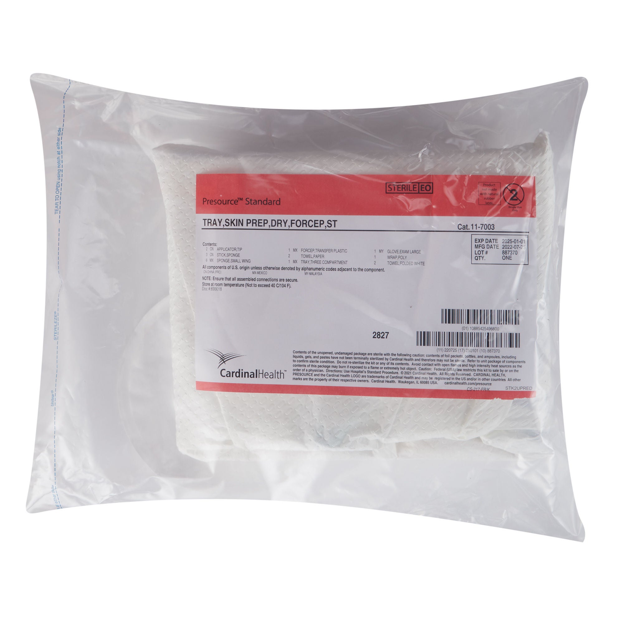 Cardinal PREP TRAY, SKIN DRY (20/CS)