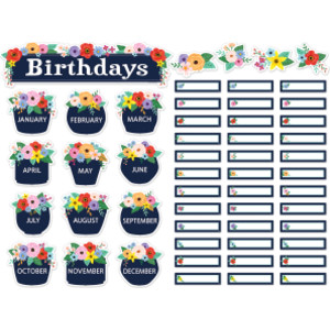 Wildflowers Birthdays Mini Bulletin Board Set, 53 Pieces