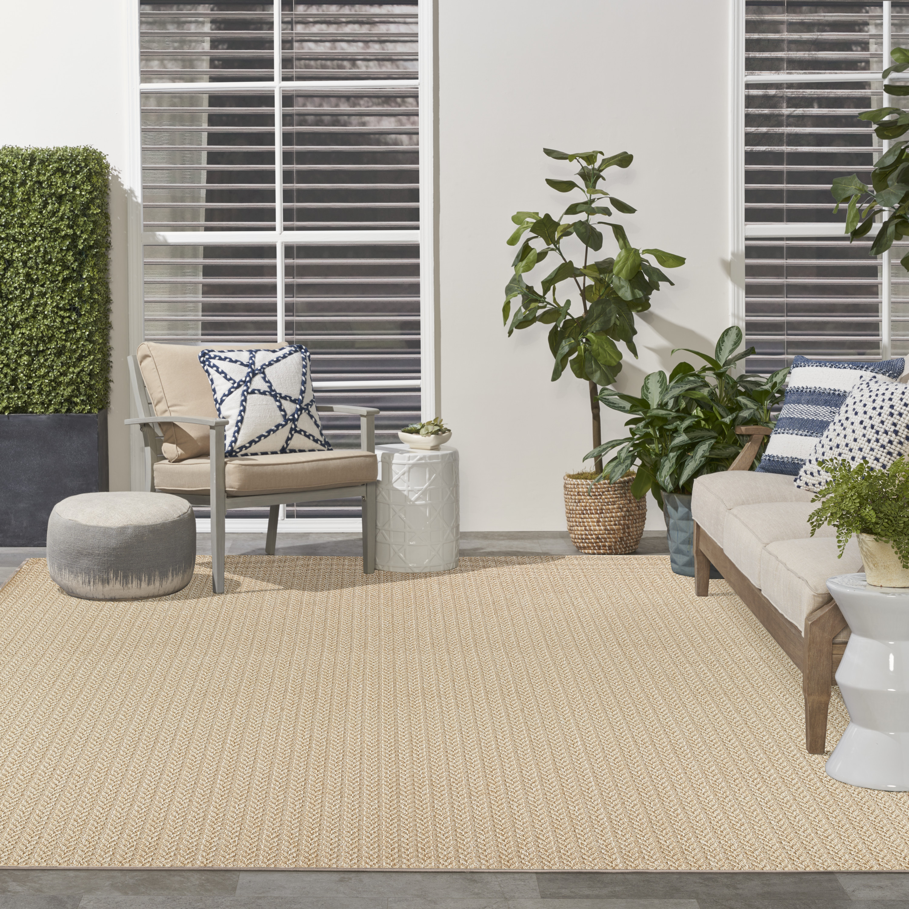 Nourison Tulum 10' x 14' Cream Outdoor Rug