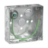 4 Square Box Steel Welded 1-1/2 in.D (8) 1/2 & (4) 1/2+3/4 in. E Side KO (2) 1/2 & (2) 1/2+3/4 in. E Bottom KO Pigtail
