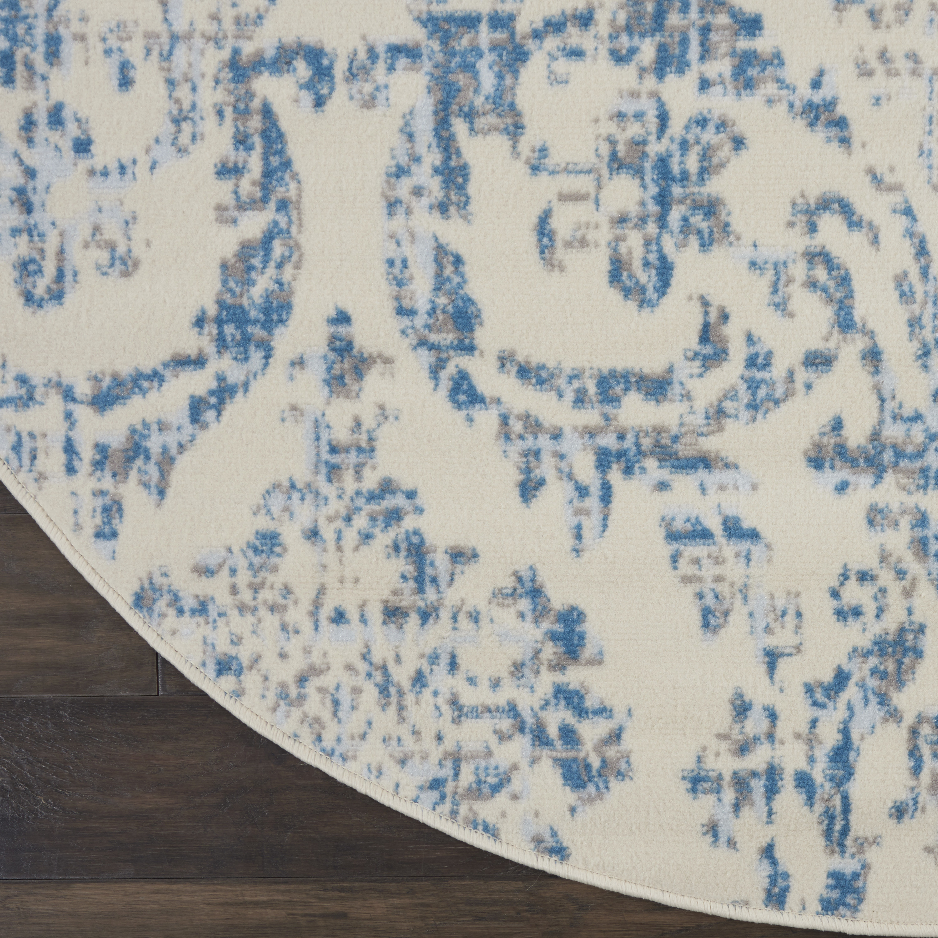 Nourison Jubilant 5'3" x Round Ivory Blue Vintage Indoor Rug