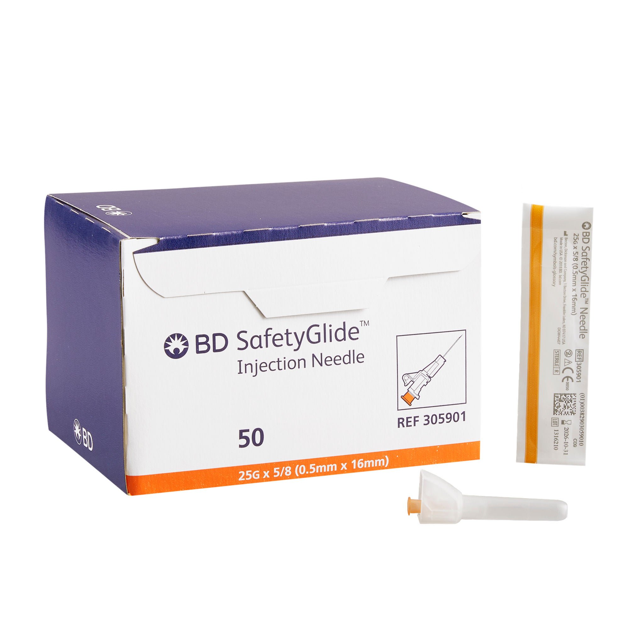 SafetyGlide™ Hypodermic Needle, 25 Gauge, 5/8 Inch Length