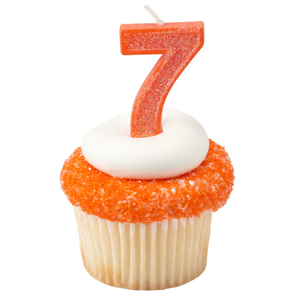 Mini Glitter Orange Numeral Candles