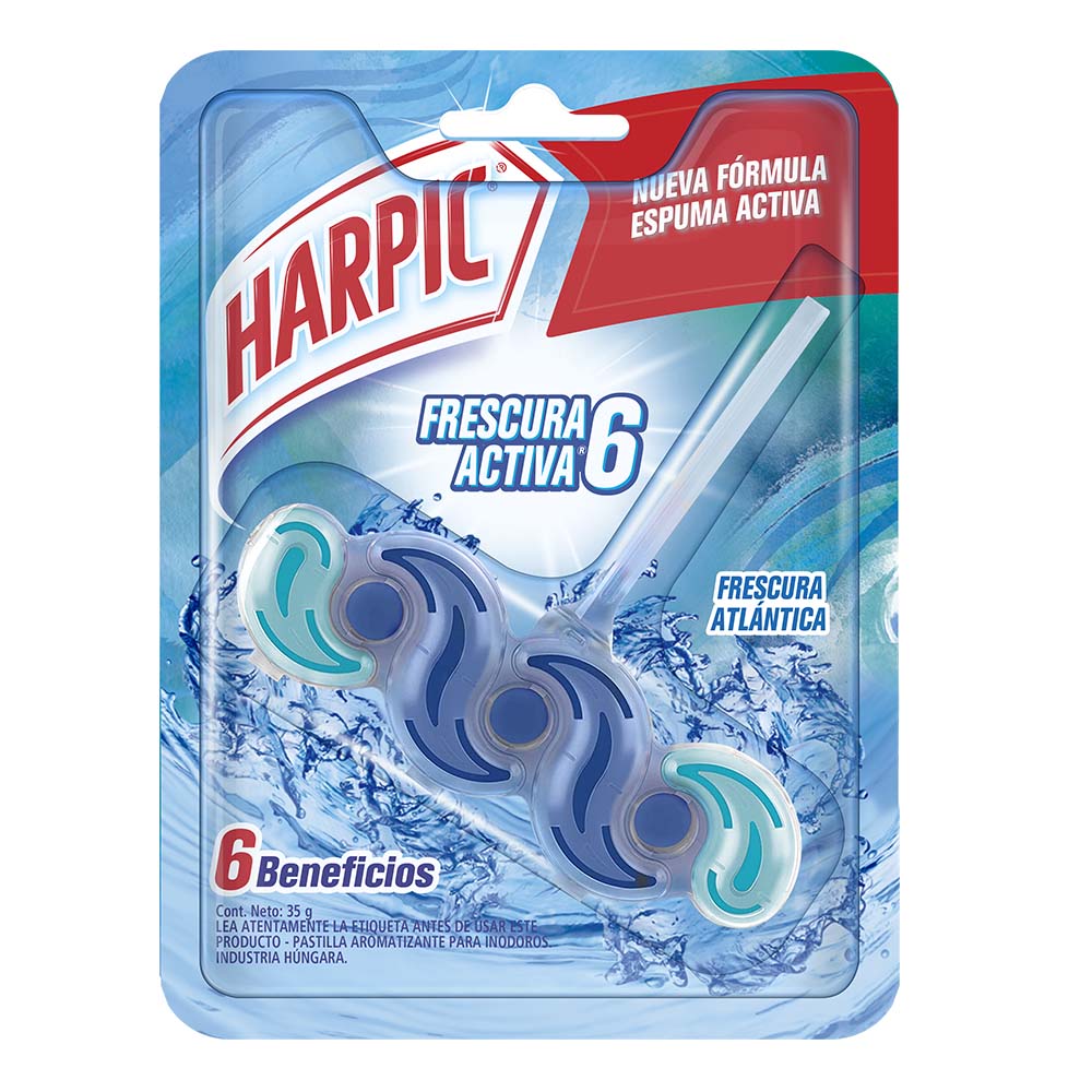 Harpic® Frescura Activa Canastilla Pastilla Aromatizante Para Inodoros, Frescura Atlántica 39 G