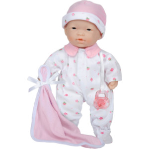 La Baby Soft 11" Baby Doll, Pink with Blanket, Asian