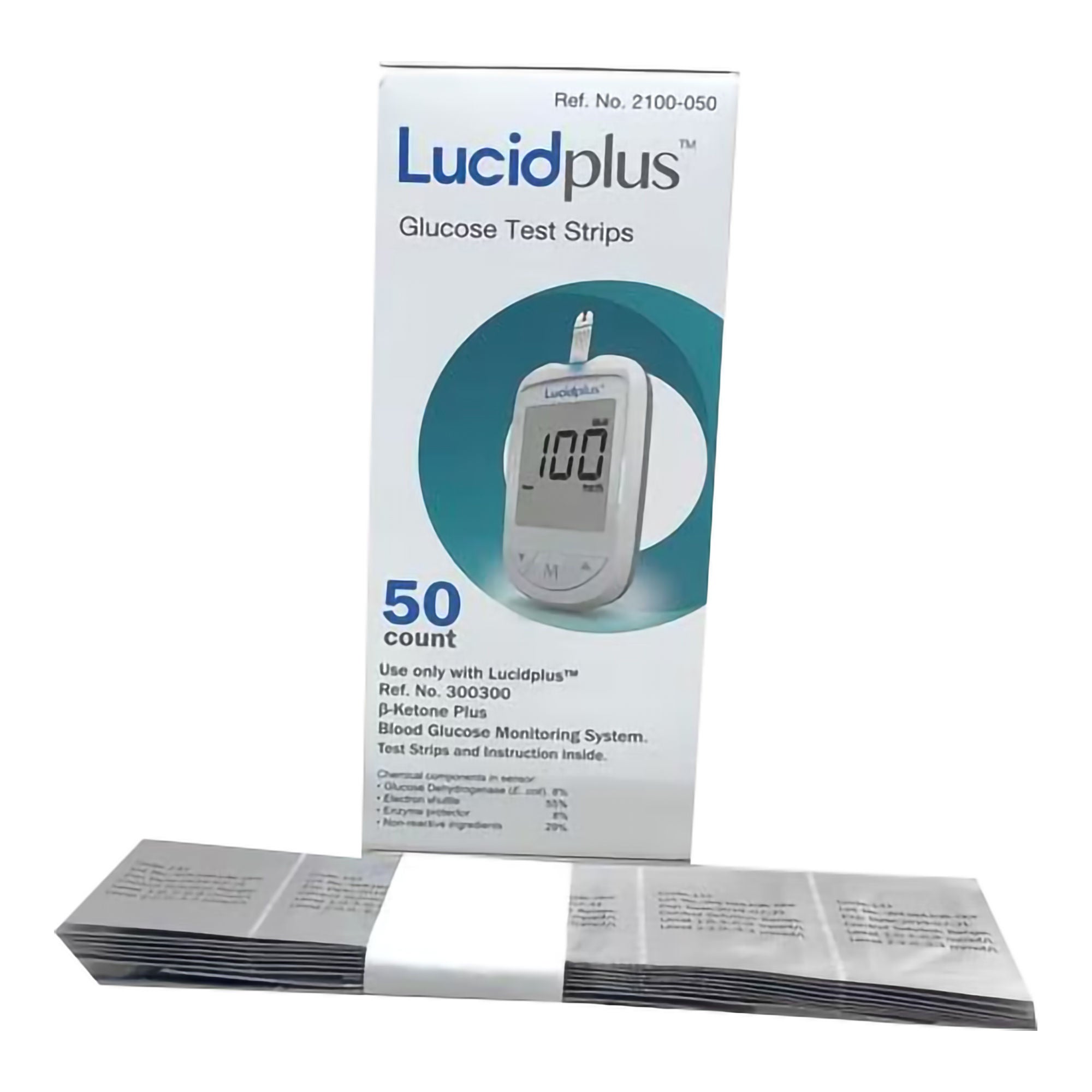 Blood Glucose and Ketone Test Strips Lucidplus™ 50 Strips per Pack For B - Ketone Plus Meter