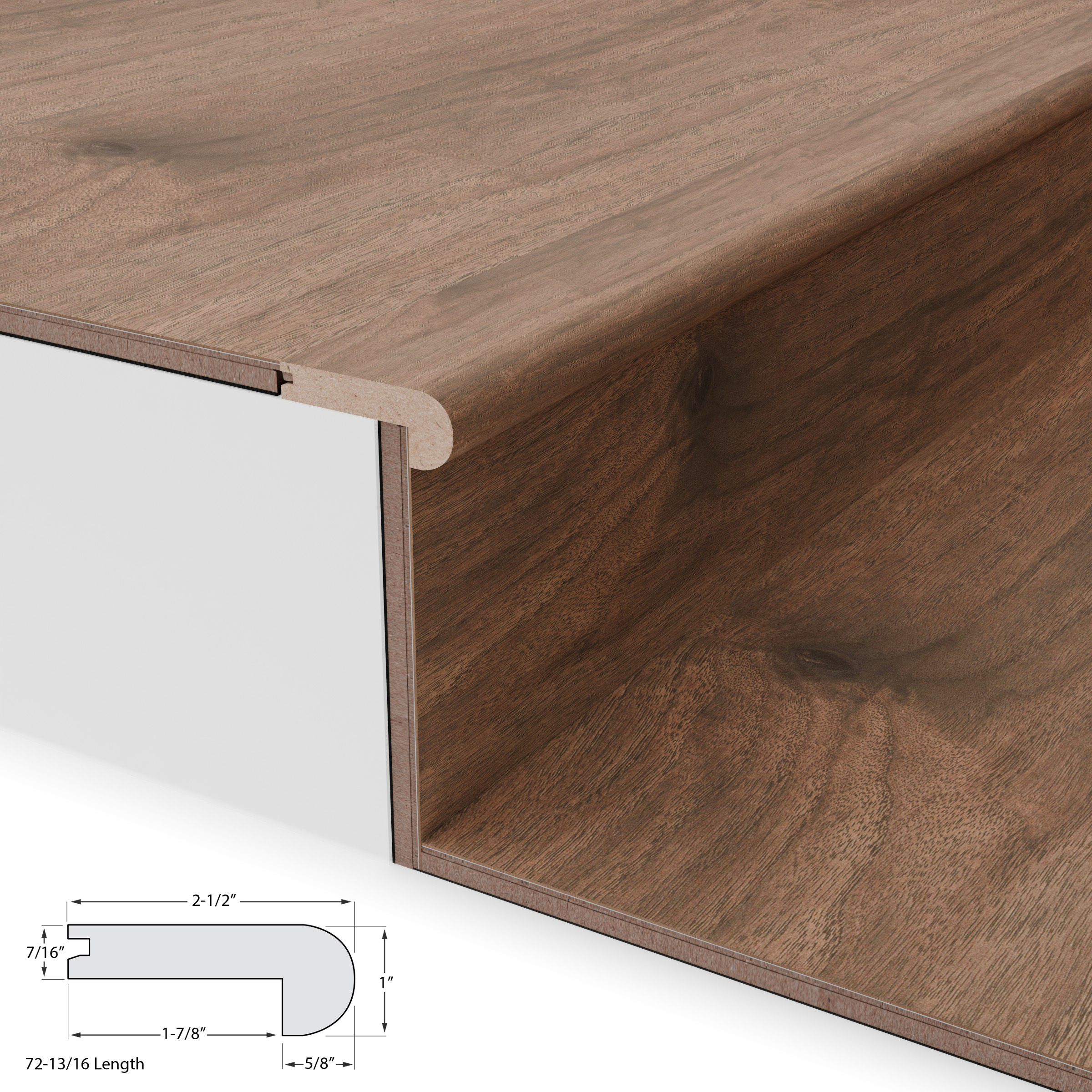 Misty Wood Walnut Stair Nosing Flush 12mm view 3