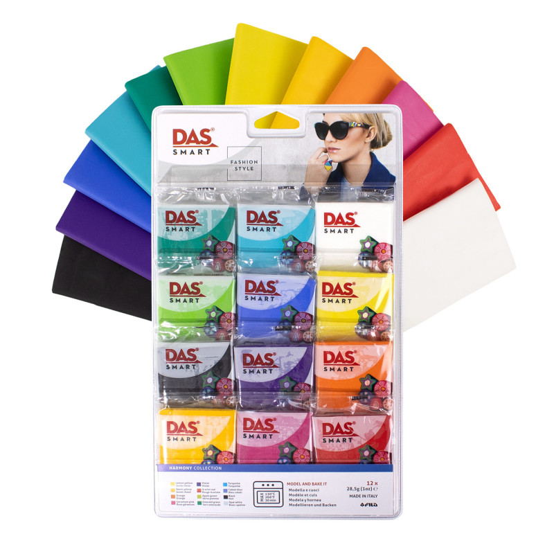 Smart Modeling Clay Oven Hardening Polymer, Harmonic Set, Assorted Colors, 12 Pieces