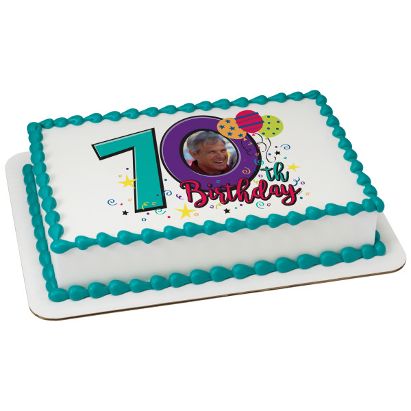 Happy 70th Birthday PhotoCake® Edible Image® Frame