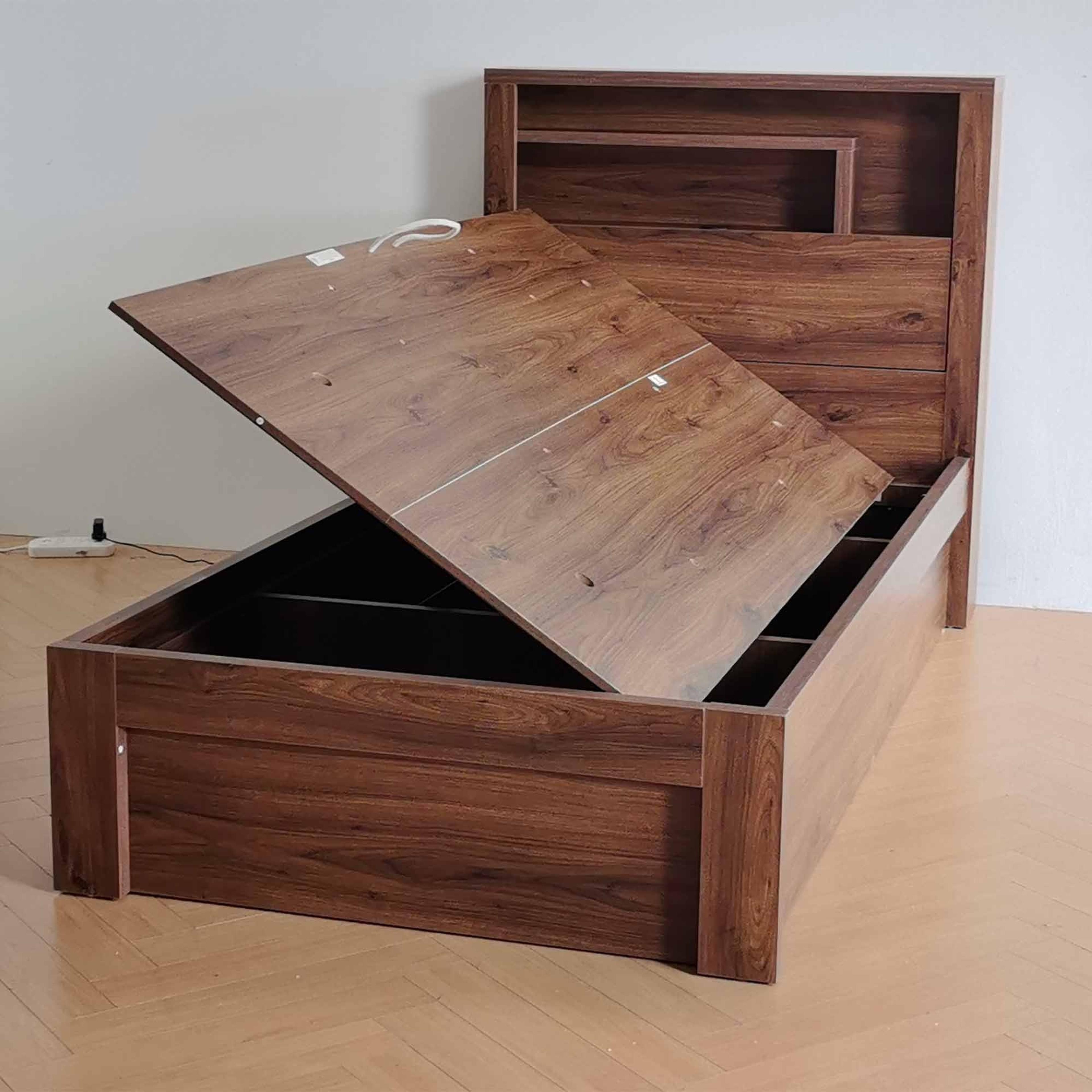 Product image of the  Bellevue Bed Frame, Side Gas Lift Base, Rustic Walnut from Forty Winks