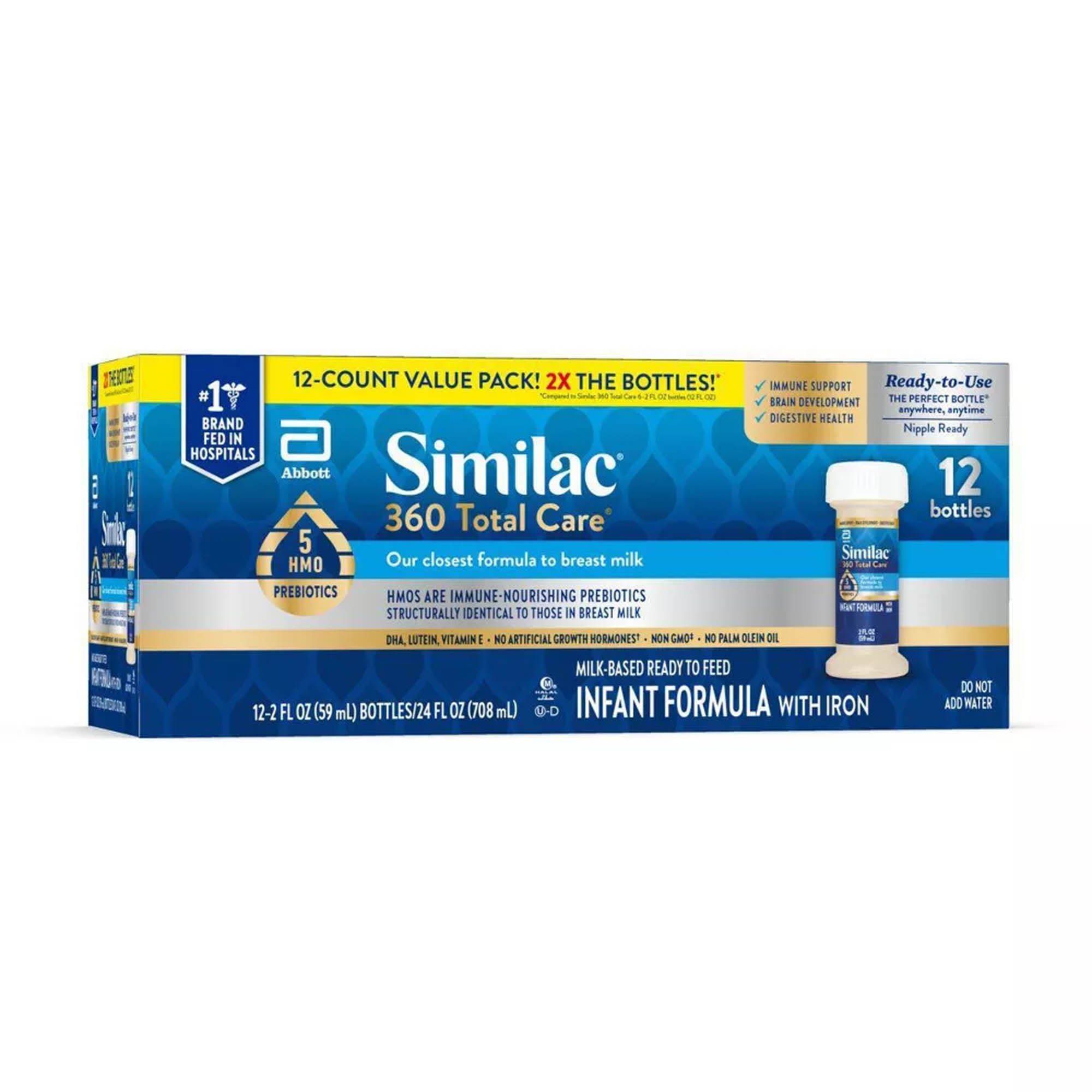 Infant Formula Similac® 360 Total Care® Unflavored 2 oz. Bottle Liquid Iron