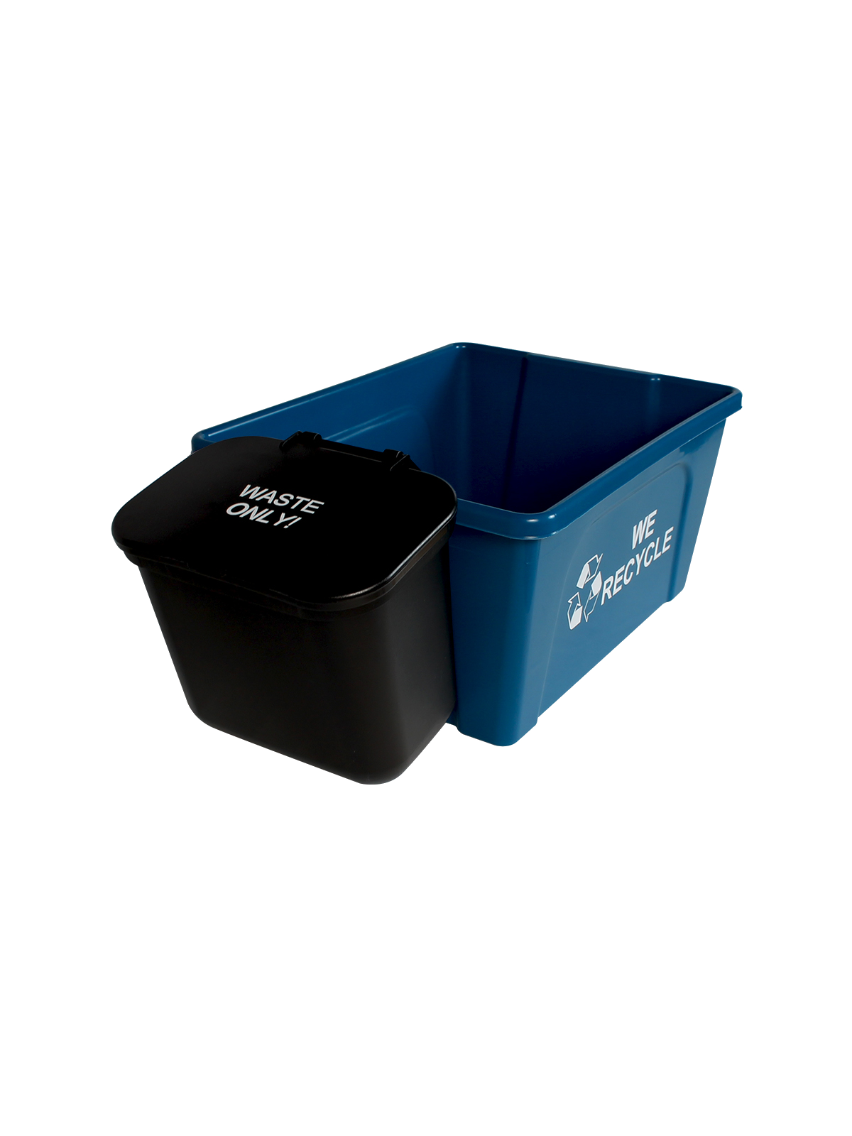 OFFICE COMBO – Double – Kit – Deskside – Mobius Loop-We Recycle-Waste – Solid Lift – Blue-Black