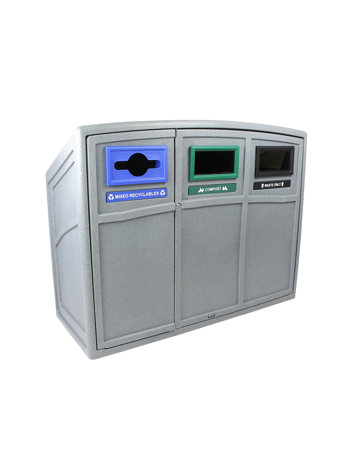 UPTOWN – Triple – Kit – Mixed Recyclables-Compost-Waste – Mixed-Full – Greystone