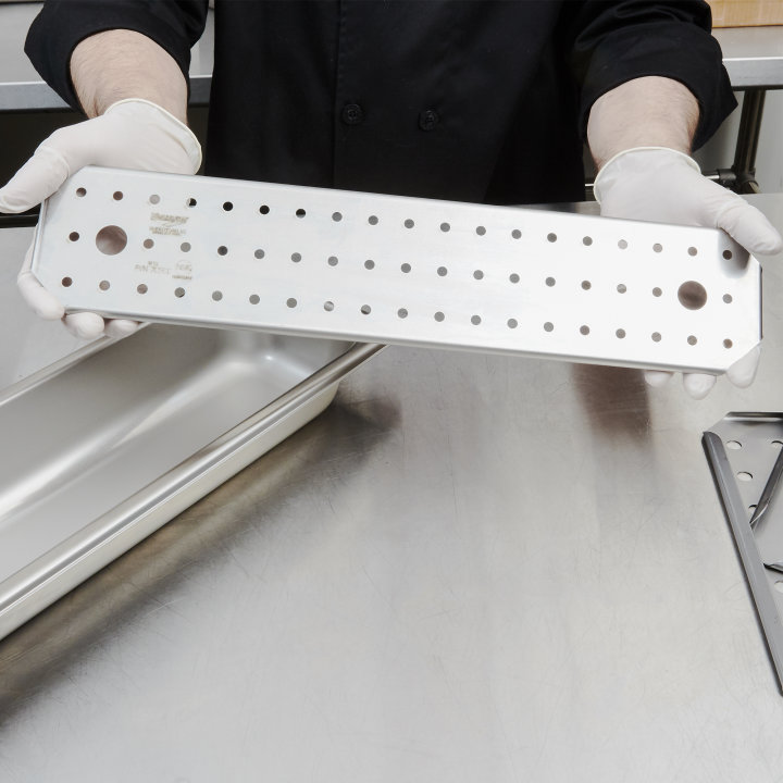 Half-long-size Super Pan 3® stainless steel false bottom