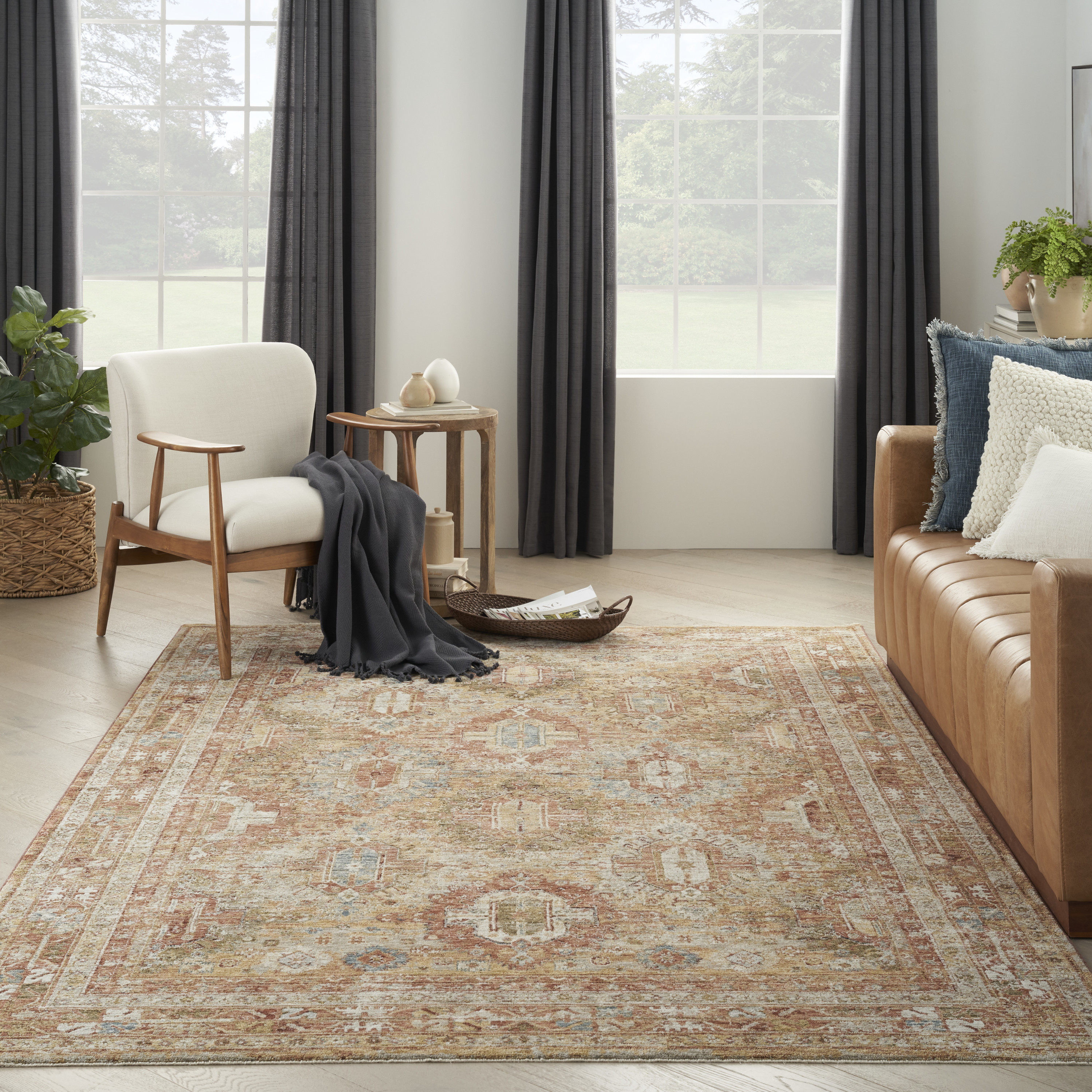 Nourison Sahar 7'10" x 10'4" Rust Vintage Indoor Rug